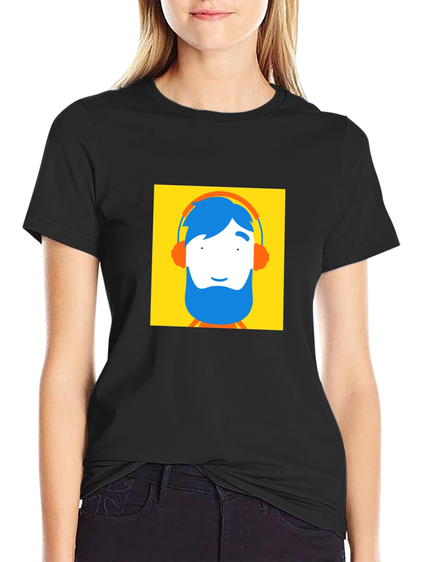 Funky Cartoon Graphic Black T-Shirt
