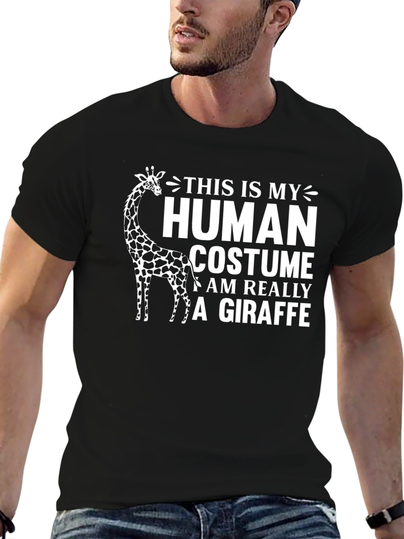 Giraffe Human Costume Novelty Graphic T-Shirt