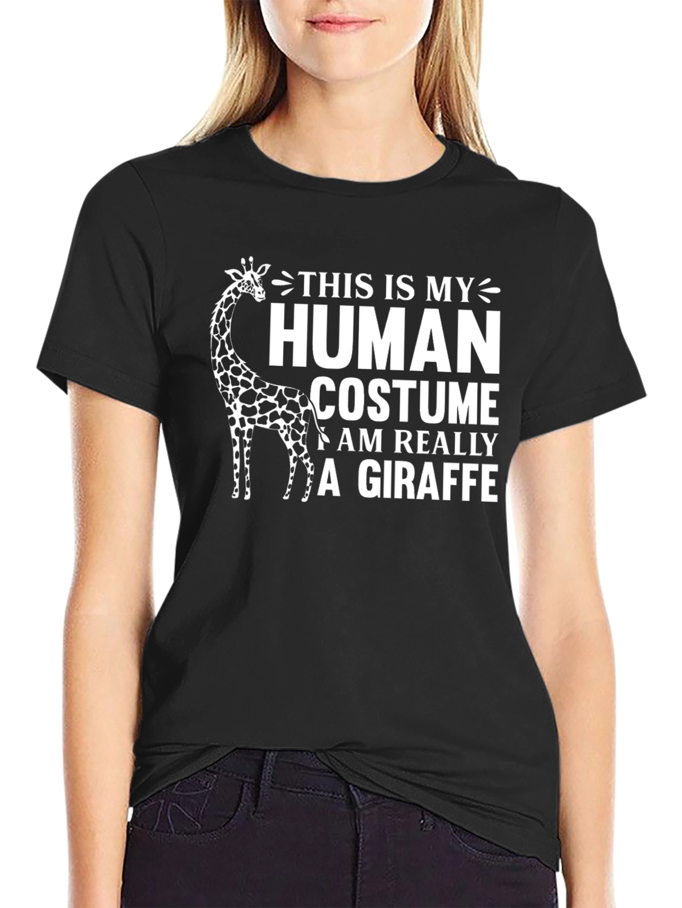 Giraffe Human Costume Novelty Graphic T-Shirt
