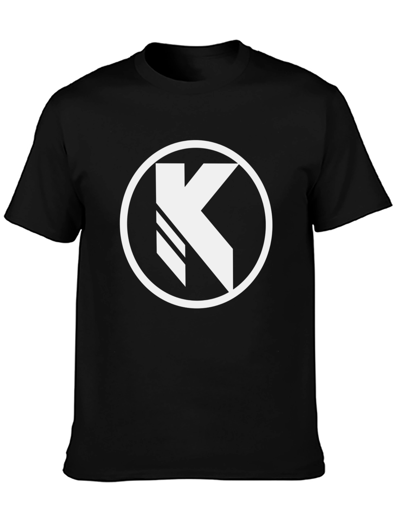 Black Tee with Bold White K Circle Graphic