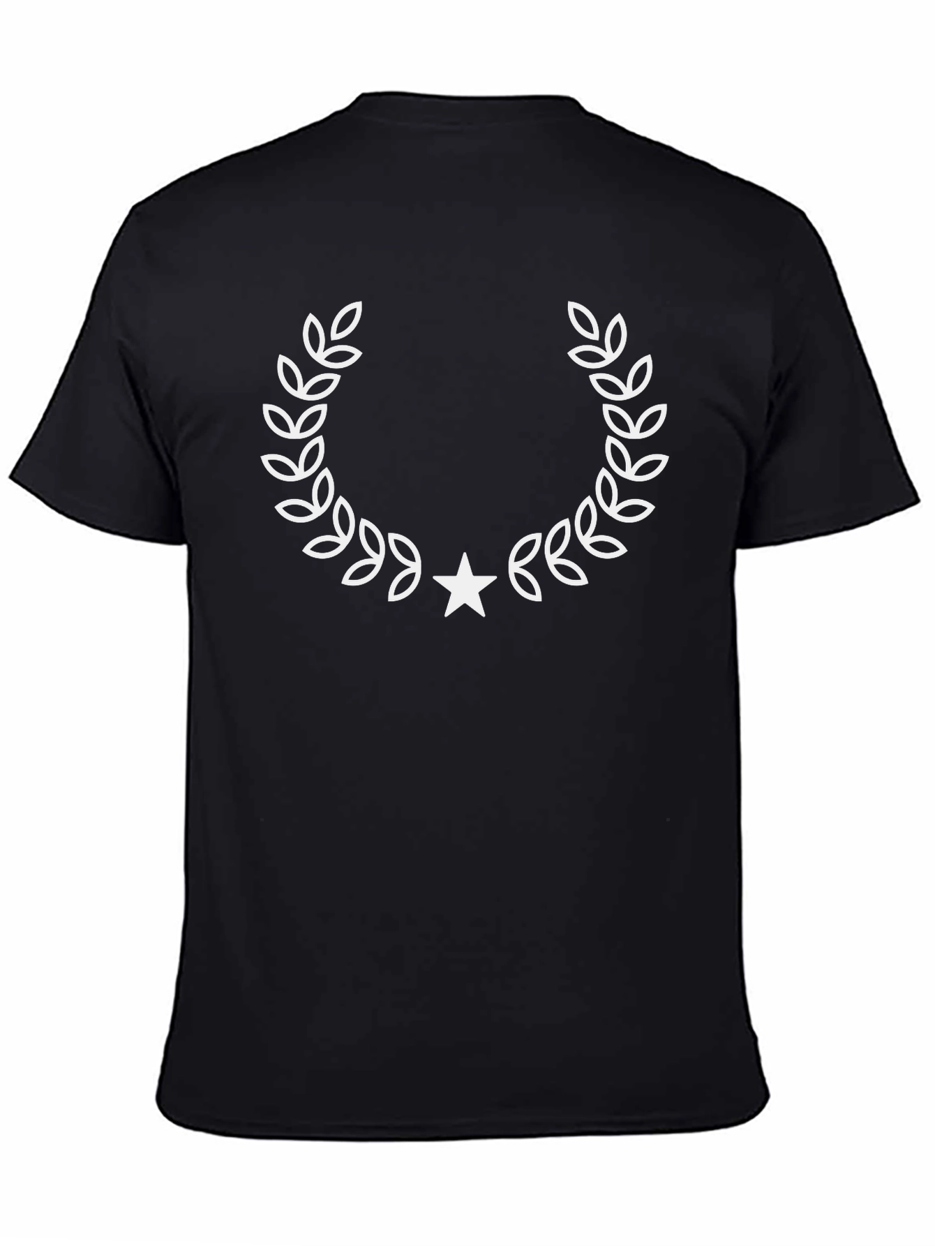 Mens Black T-Shirt with Laurel Wreath Star Design