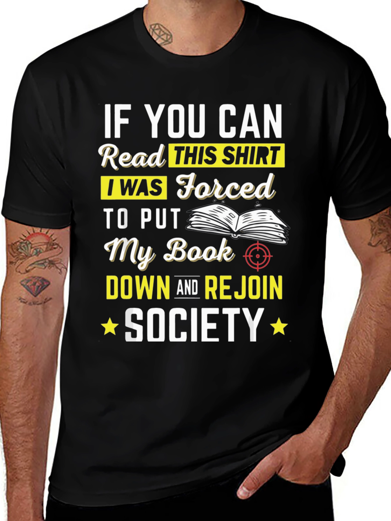 Funny Reading T-Shirt: Forced to Rejoin Society