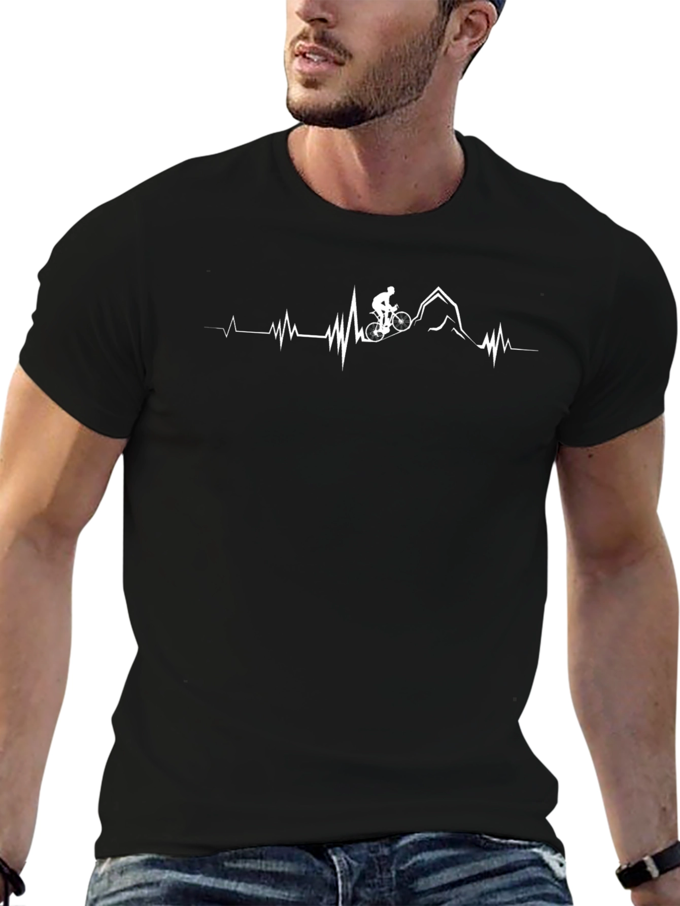 Mountain Bike Heartbeat Graphic Tee - Black