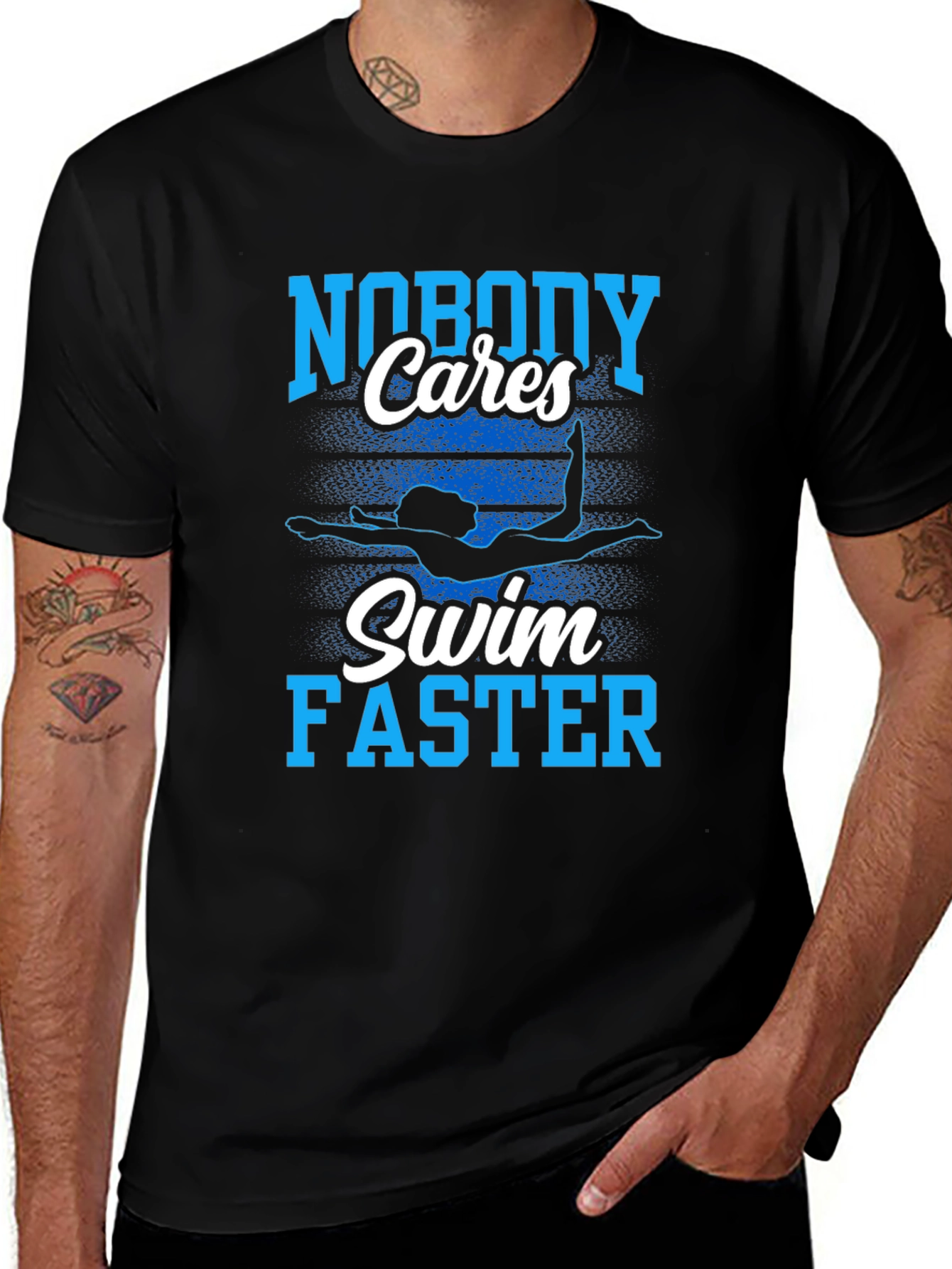 Nobody Cares Swim Faster Graphic T-Shirt