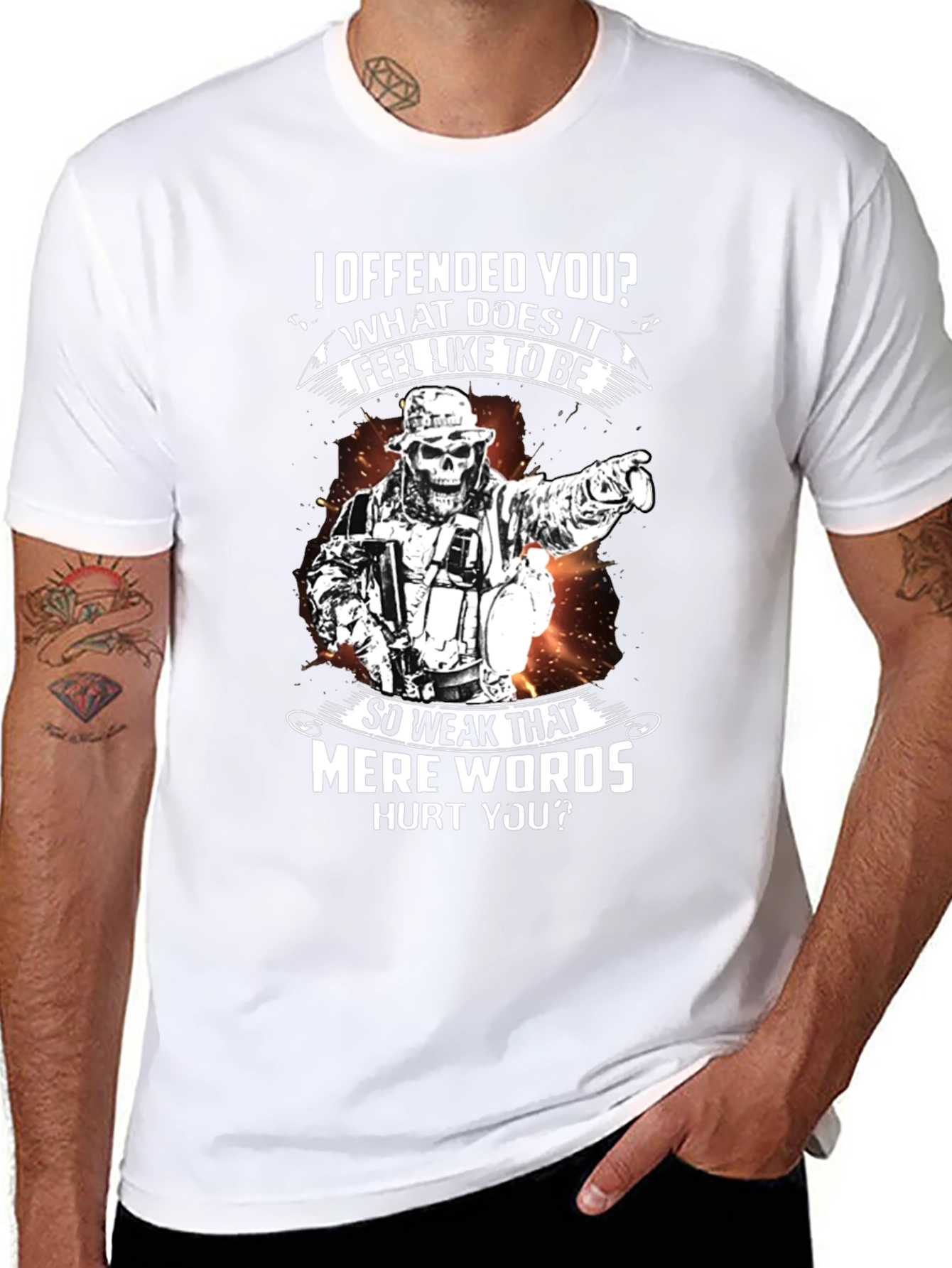 Offensive Humor T-Shirt - Weak Mere Words