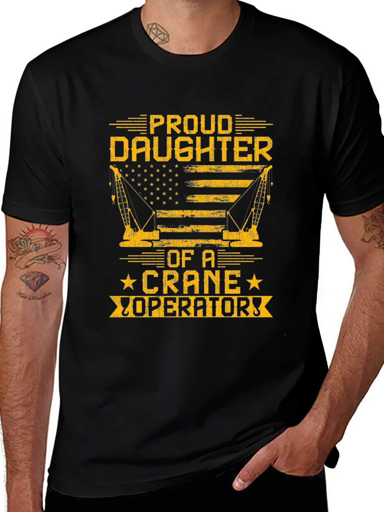 Proud Daughter Crane Operator Graphic T-Shirt