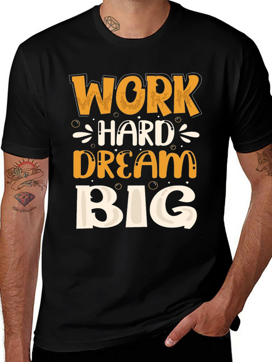 Work Hard Dream Big Graphic Tee - Black Cotton Blend
