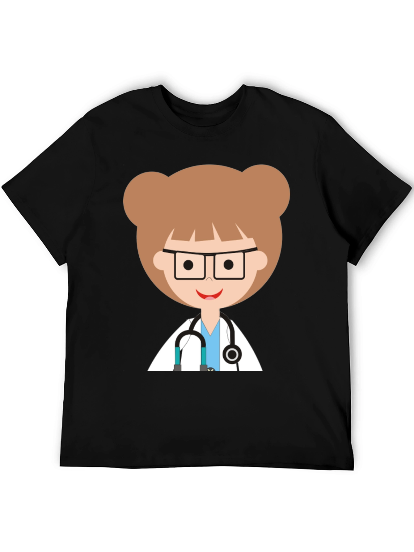 Doctor Cartoon Graphic Black T-Shirt