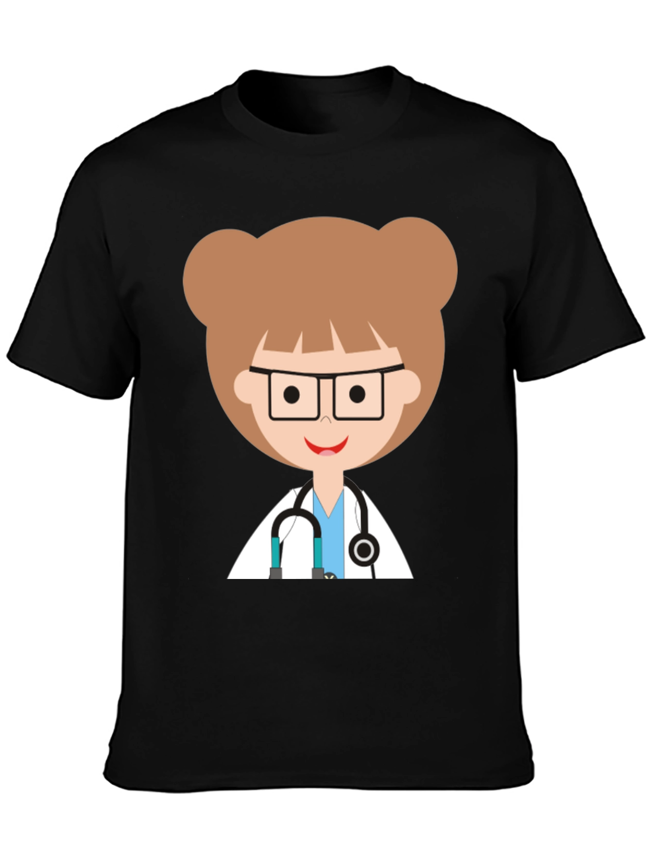 Doctor Cartoon Graphic Black T-Shirt