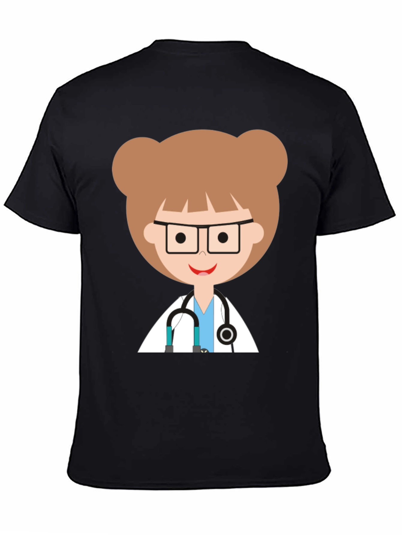 Doctor Cartoon Graphic Black T-Shirt