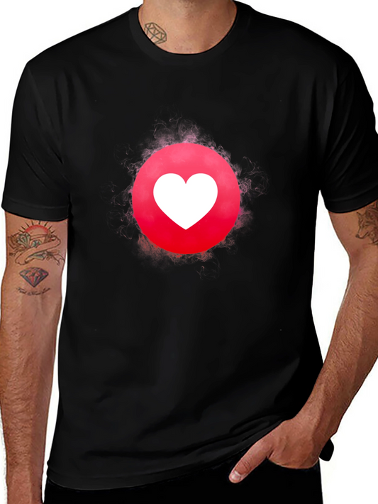 Heart Circle Graphic Tee - Modern Design Soft Cotton Blend