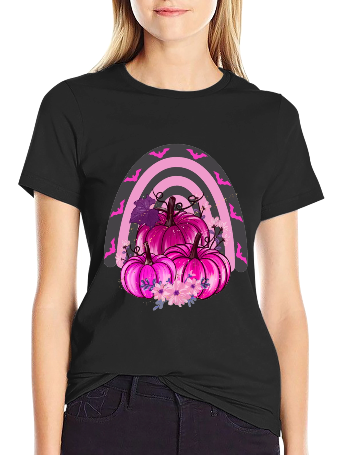 Pink Pumpkin Rainbow T-Shirt