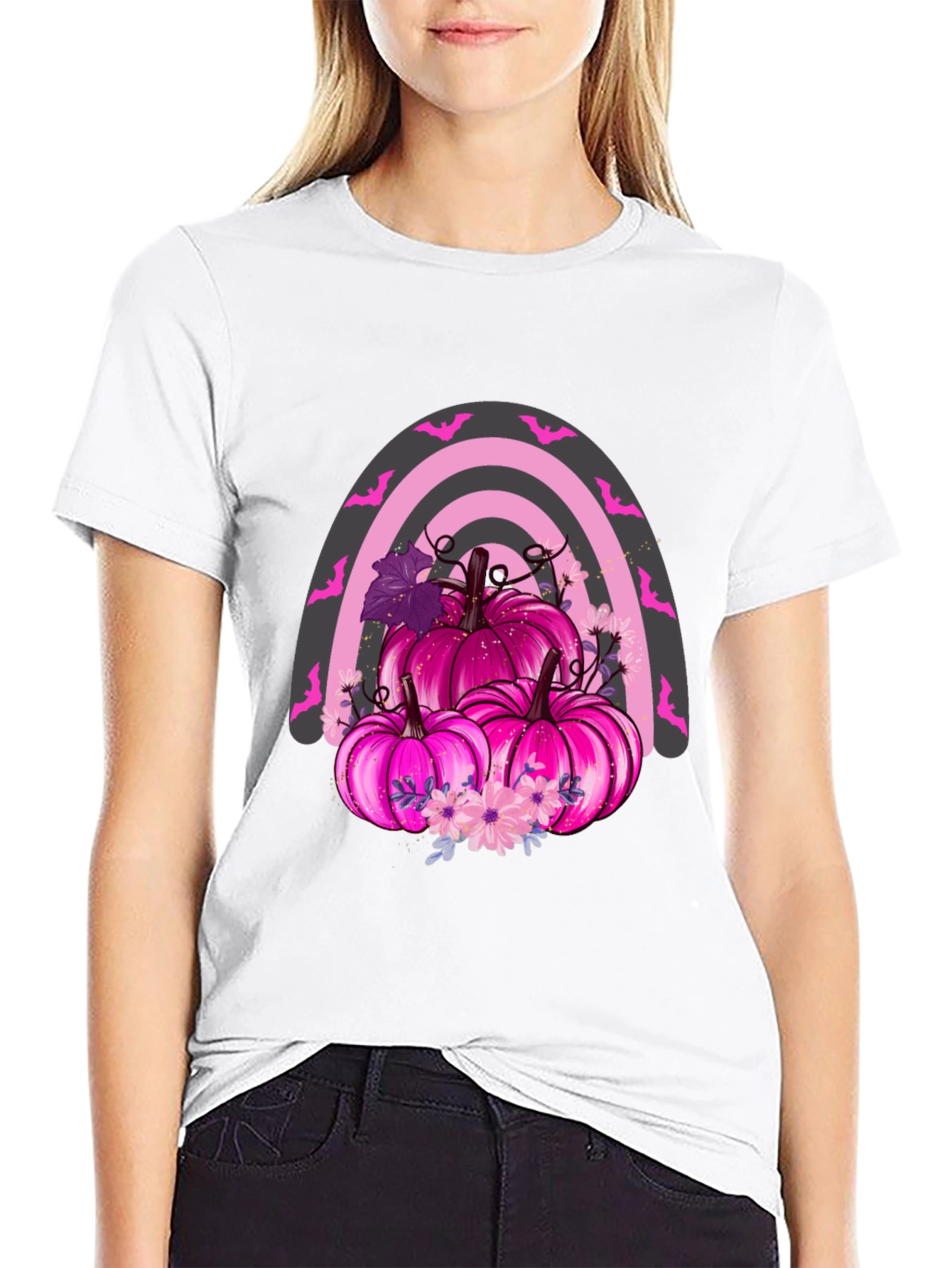 Pink Pumpkin Rainbow T-Shirt