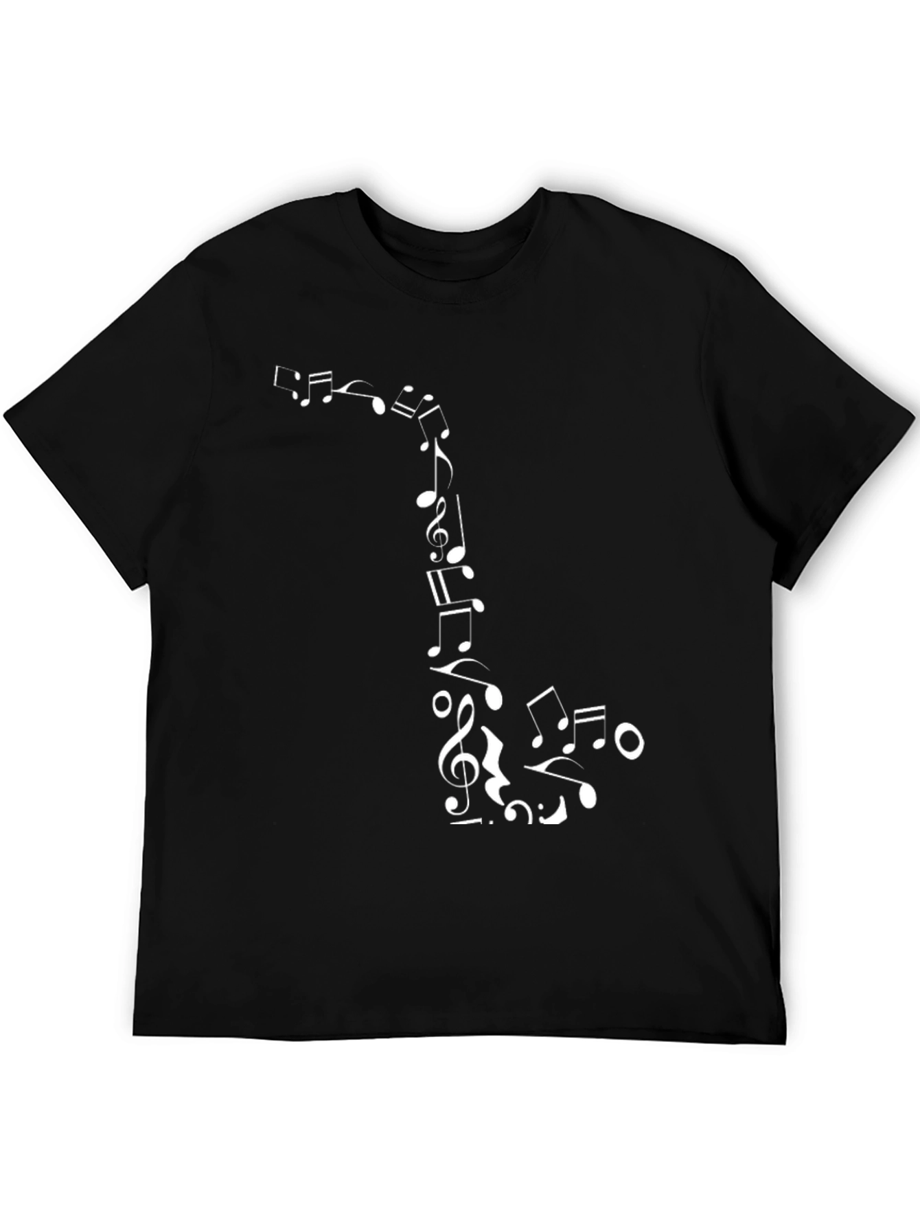 Musical Notes Graphic Print Black T-Shirt