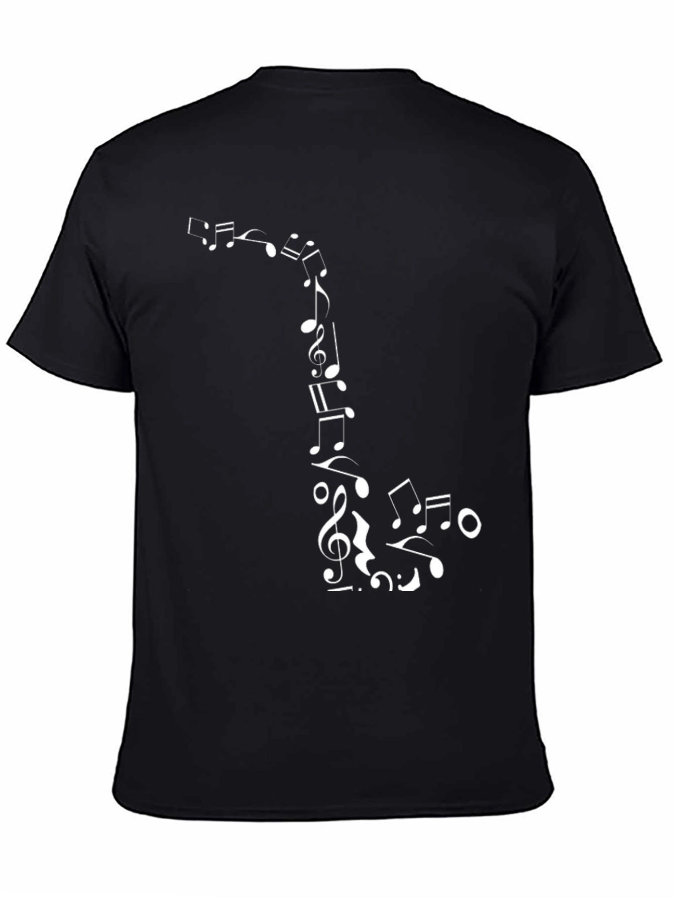 Musical Notes Graphic Print Black T-Shirt