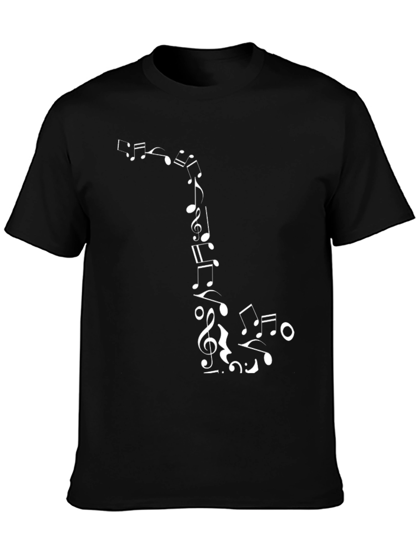 Musical Notes Graphic Print Black T-Shirt
