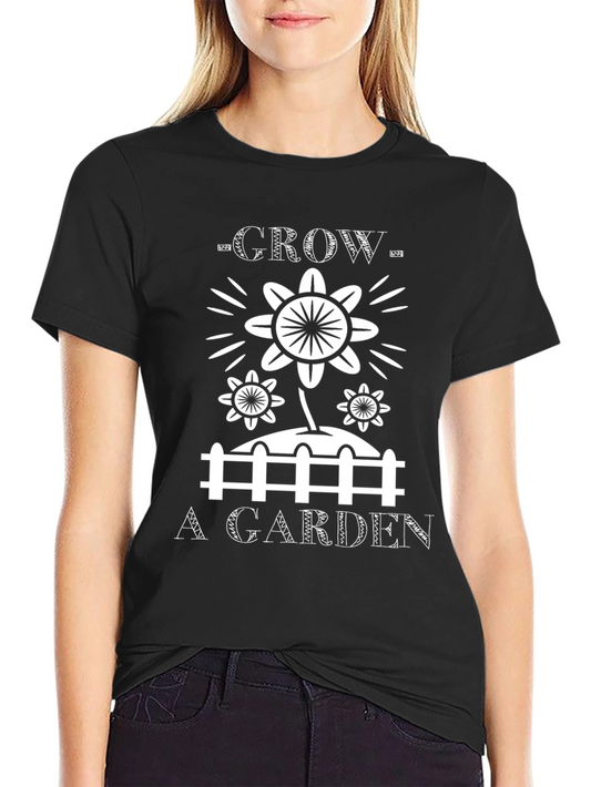 Grow a Garden Black T-Shirt - Floral Graphic Tee