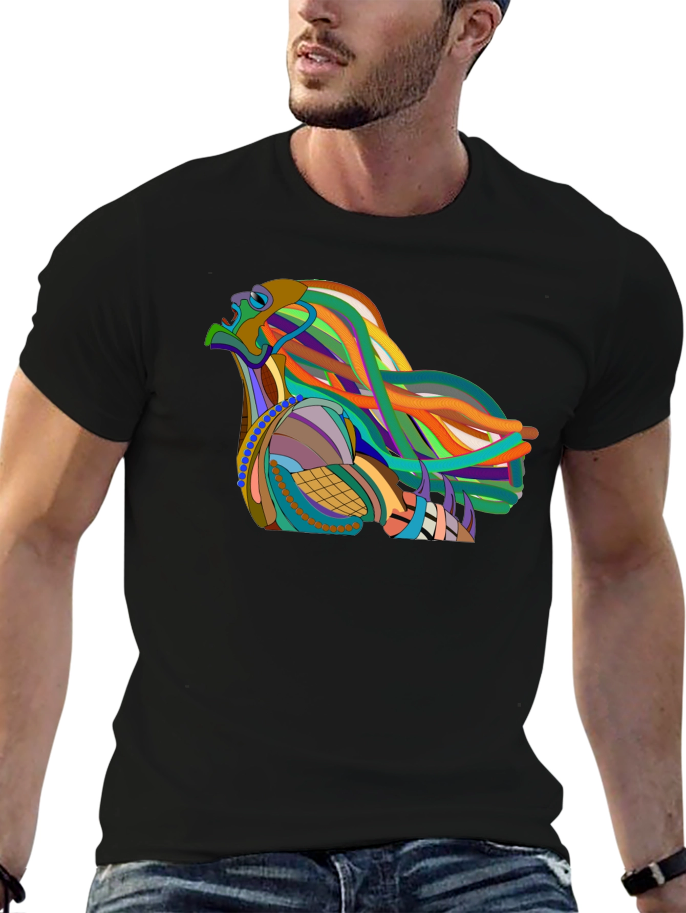 Abstract Eagle Graphic Black T-Shirt