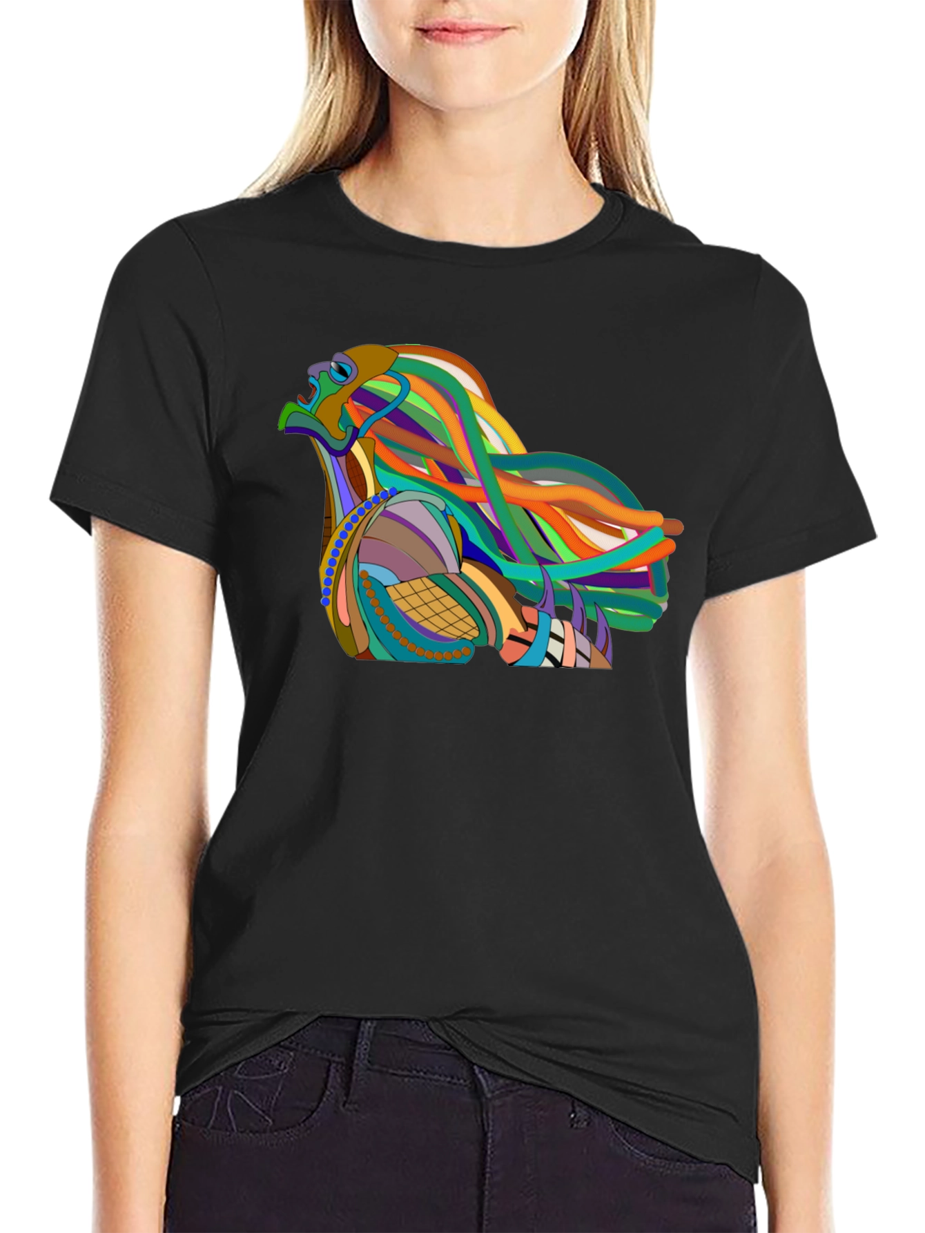 Abstract Eagle Graphic Black T-Shirt