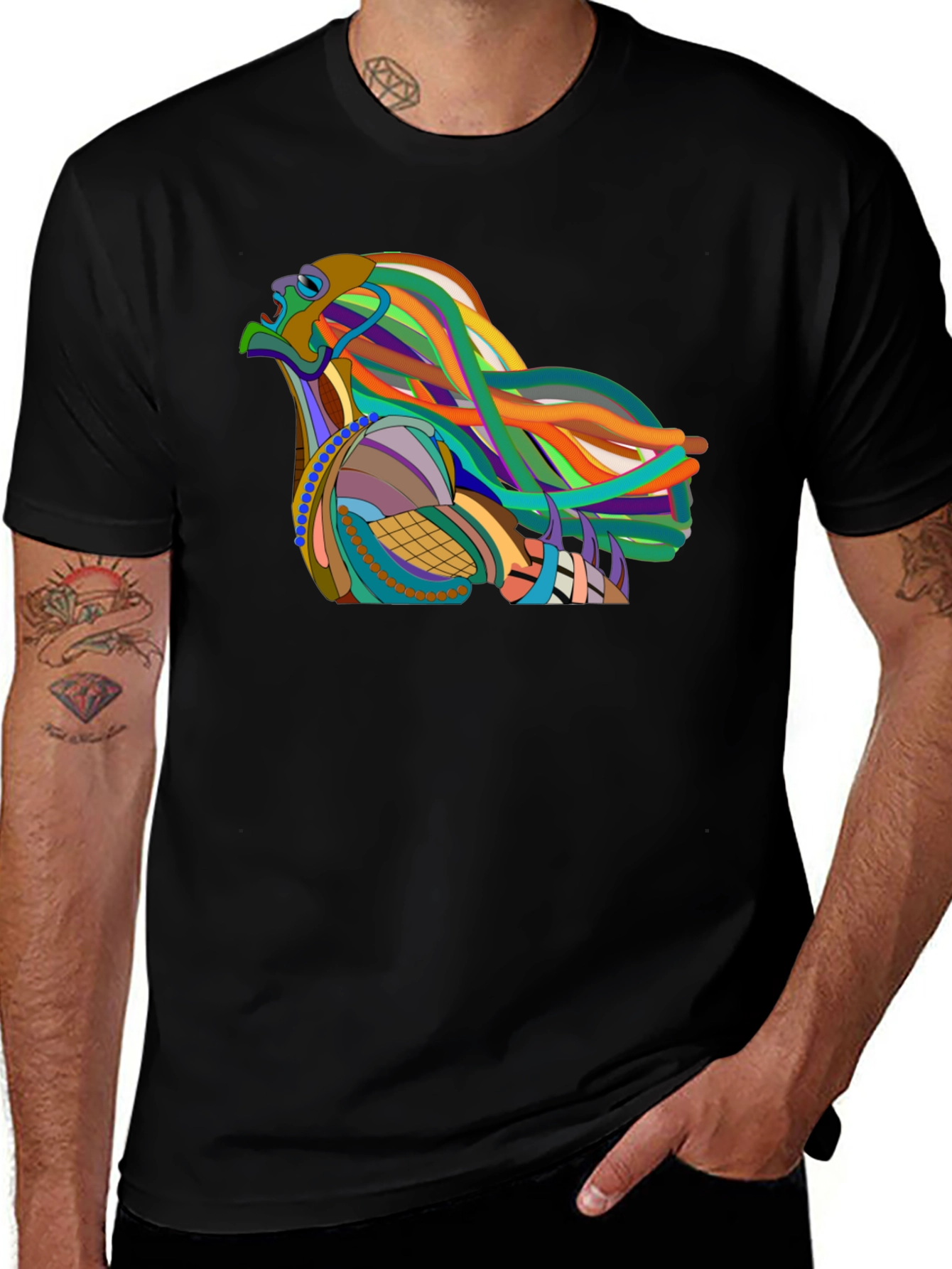 Abstract Eagle Graphic Black T-Shirt