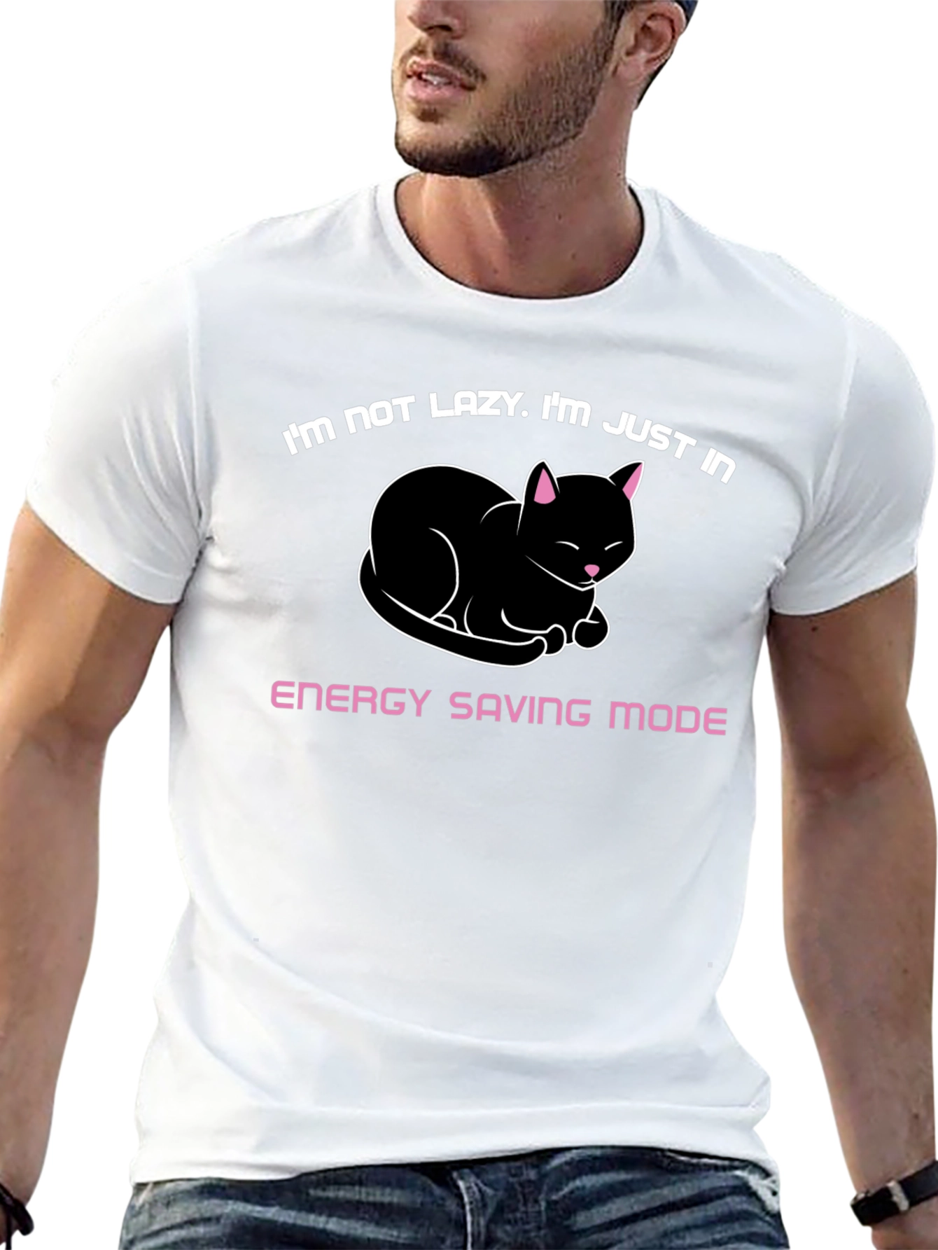 Energy Saving Mode Cat Graphic Tee