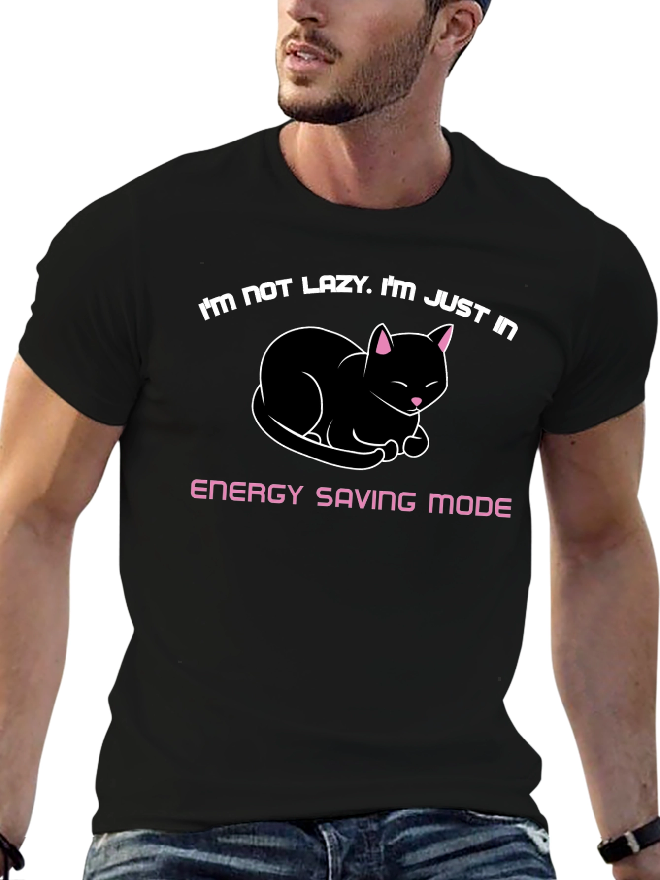 Energy Saving Mode Cat Graphic Tee