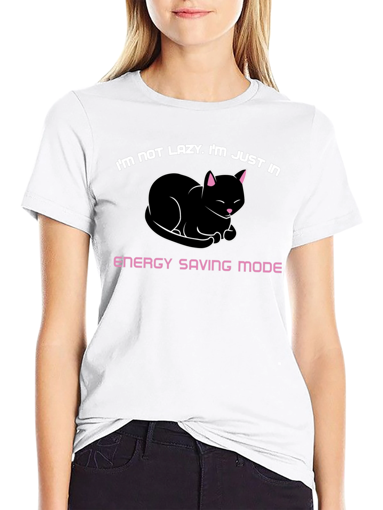 Energy Saving Mode Cat Graphic Tee