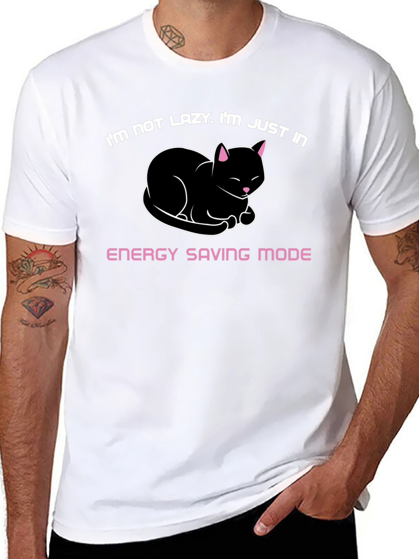 Energy Saving Mode Cat Graphic Tee