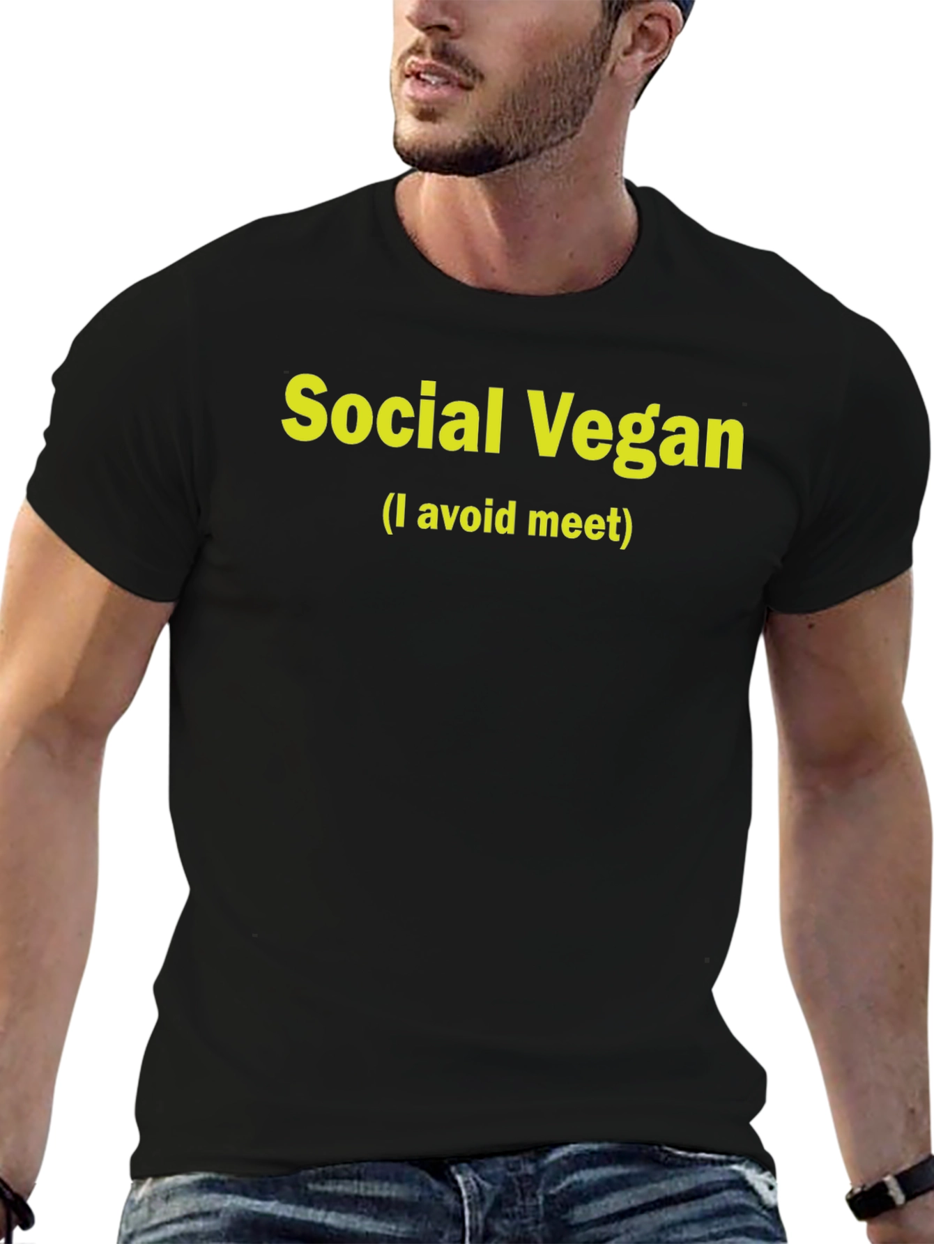 Social Vegan T-Shirt - I Avoid Meat Slogan