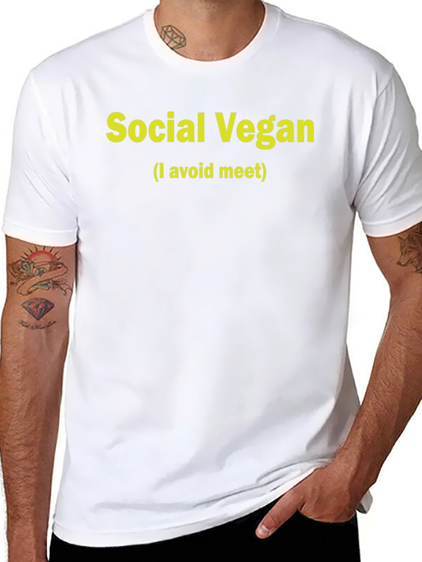 Social Vegan T-Shirt - I Avoid Meat Slogan