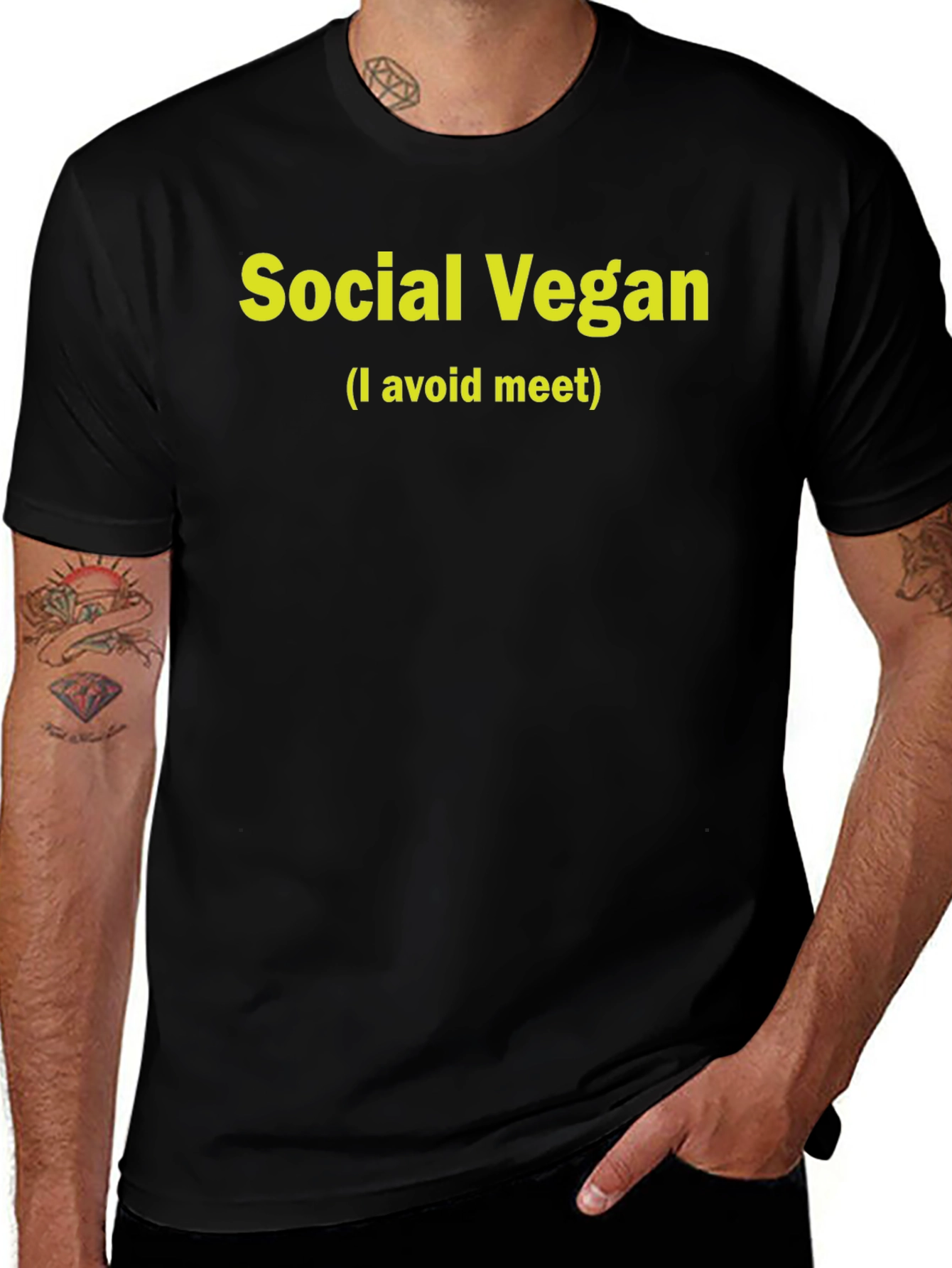Social Vegan T-Shirt - I Avoid Meat Slogan