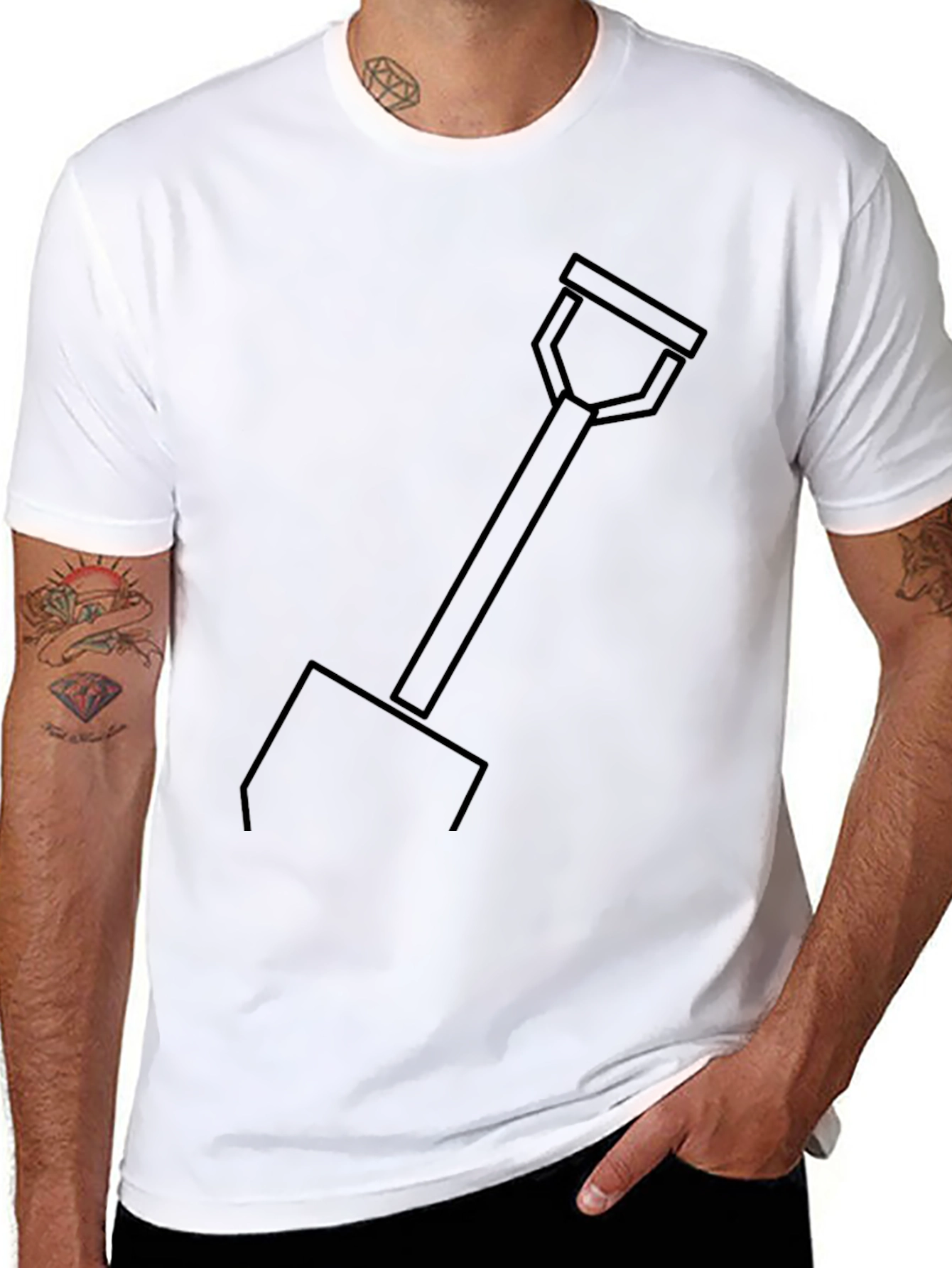 Minimalist Shovel Graphic Tee - Black Cotton