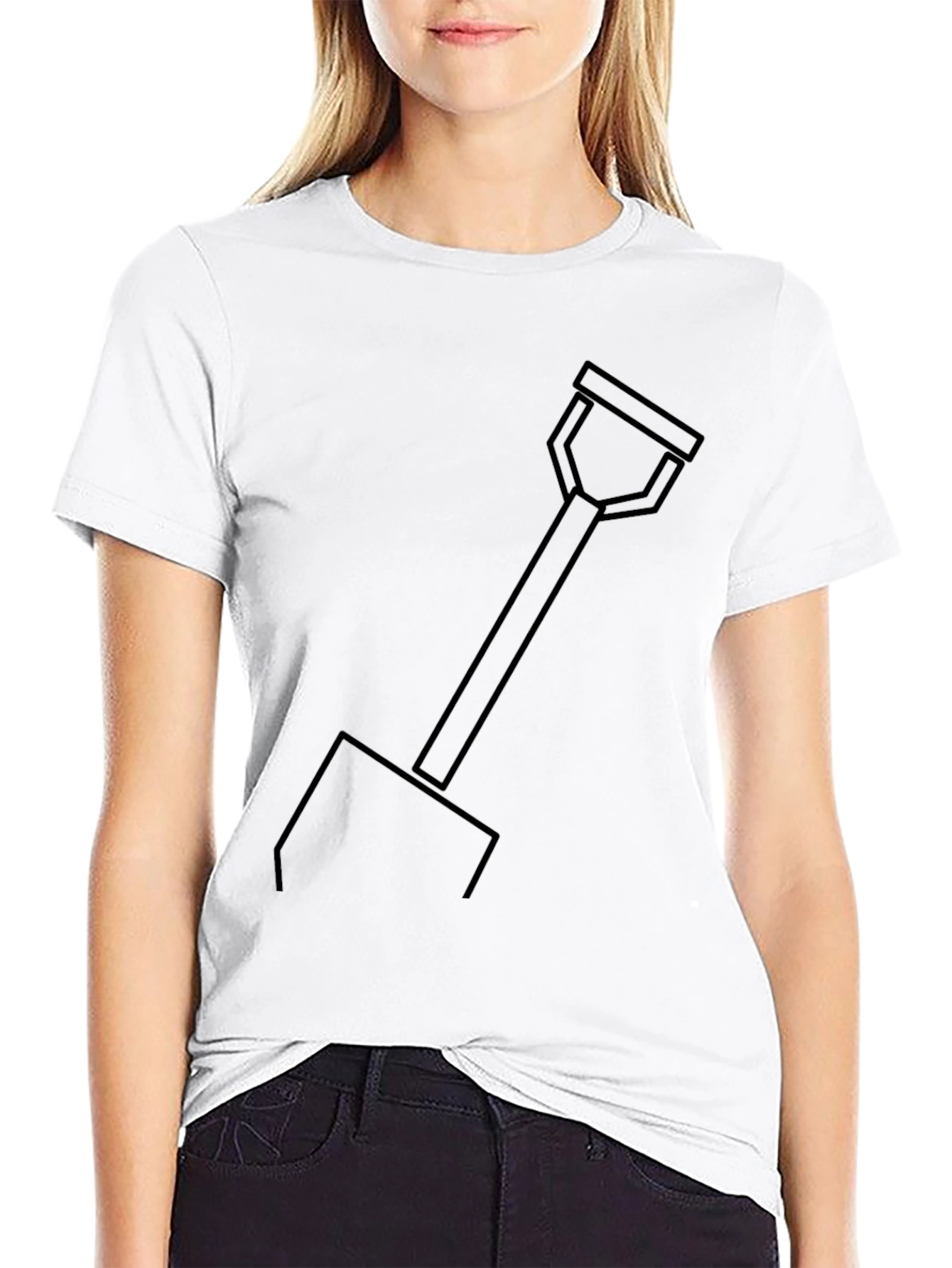 Minimalist Shovel Graphic Tee - Black Cotton