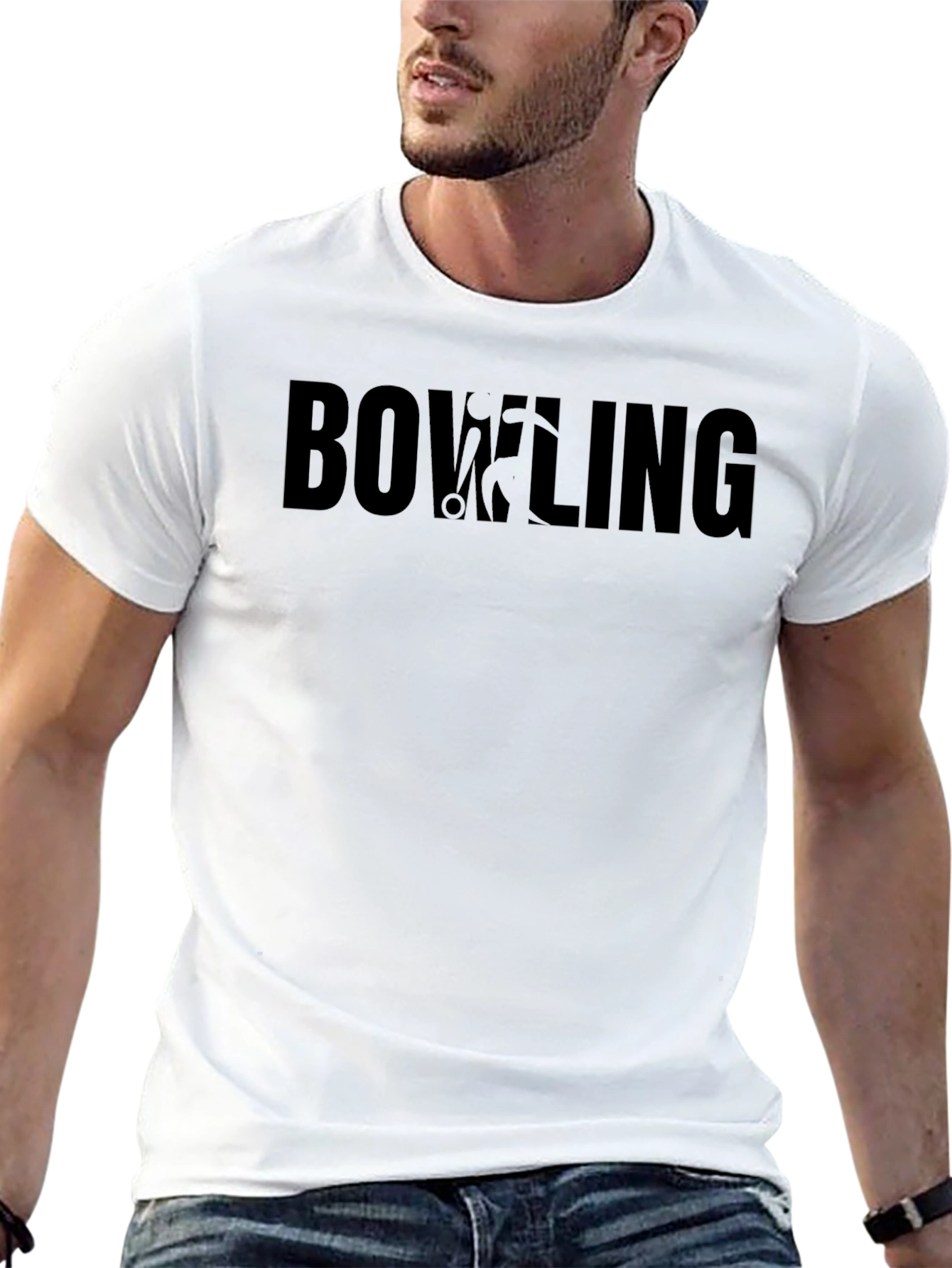 Bowling Graphic Print Crew Neck T-Shirt