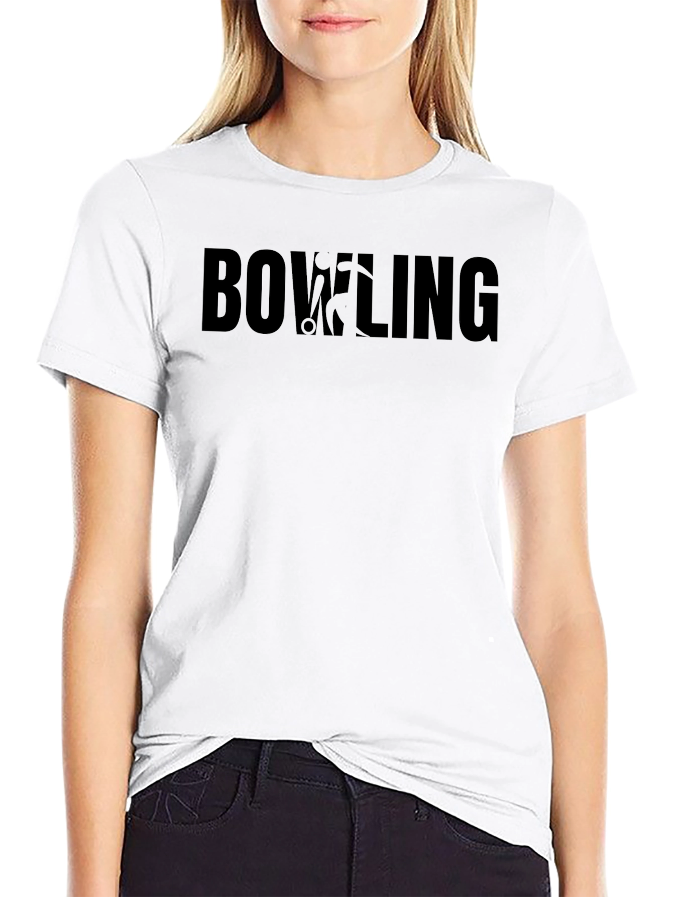 Bowling Graphic Print Crew Neck T-Shirt