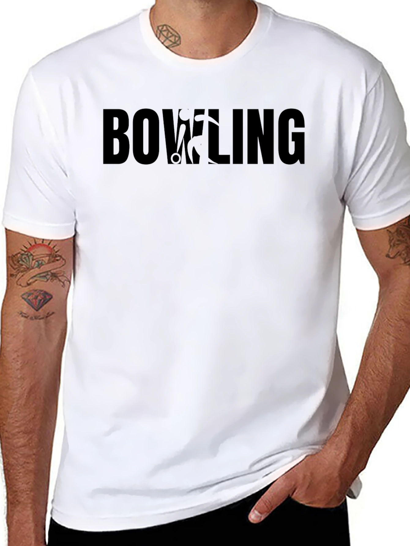 Bowling Graphic Print Crew Neck T-Shirt