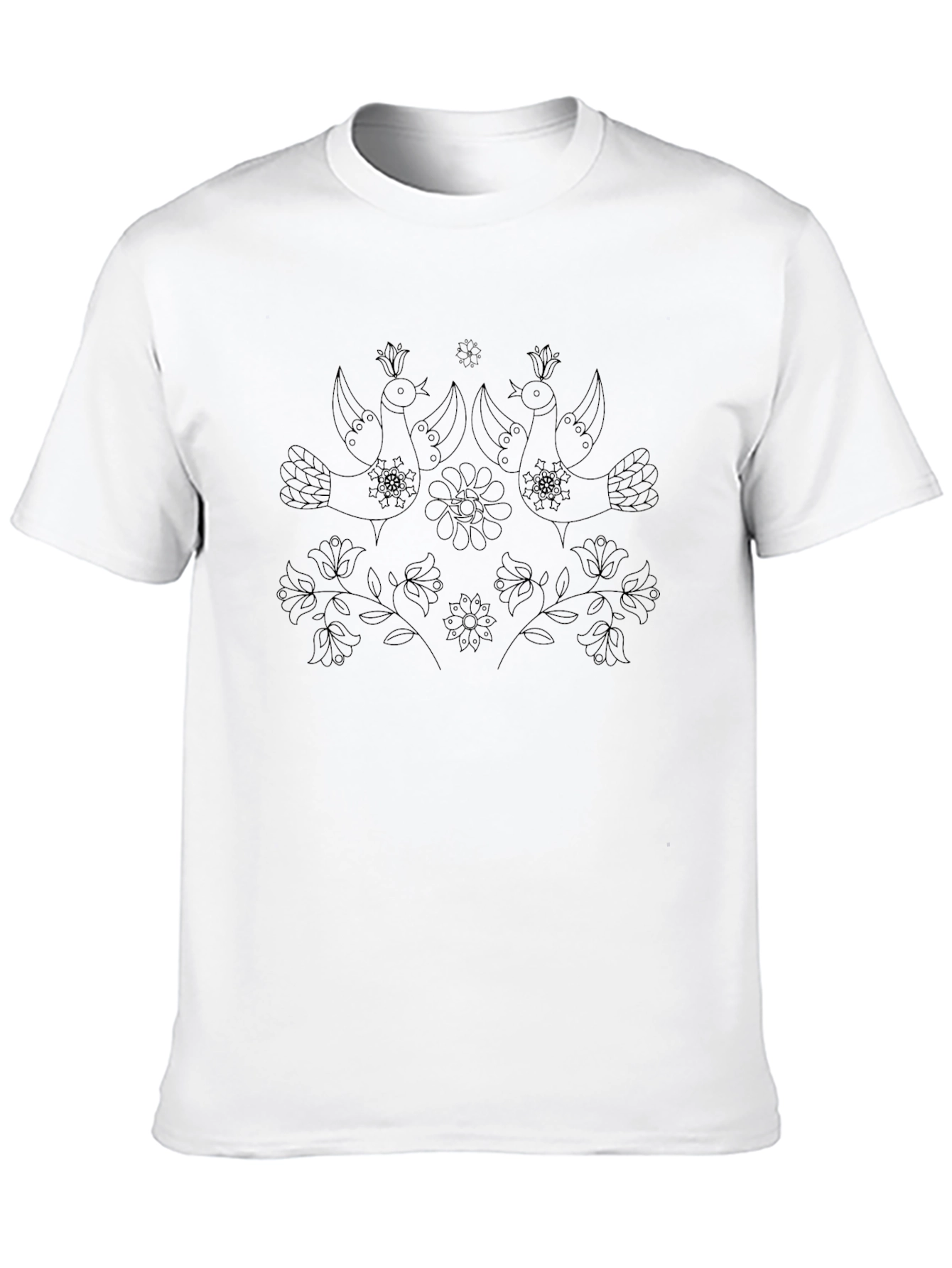 Bird & Flower Graphic Tee - Black