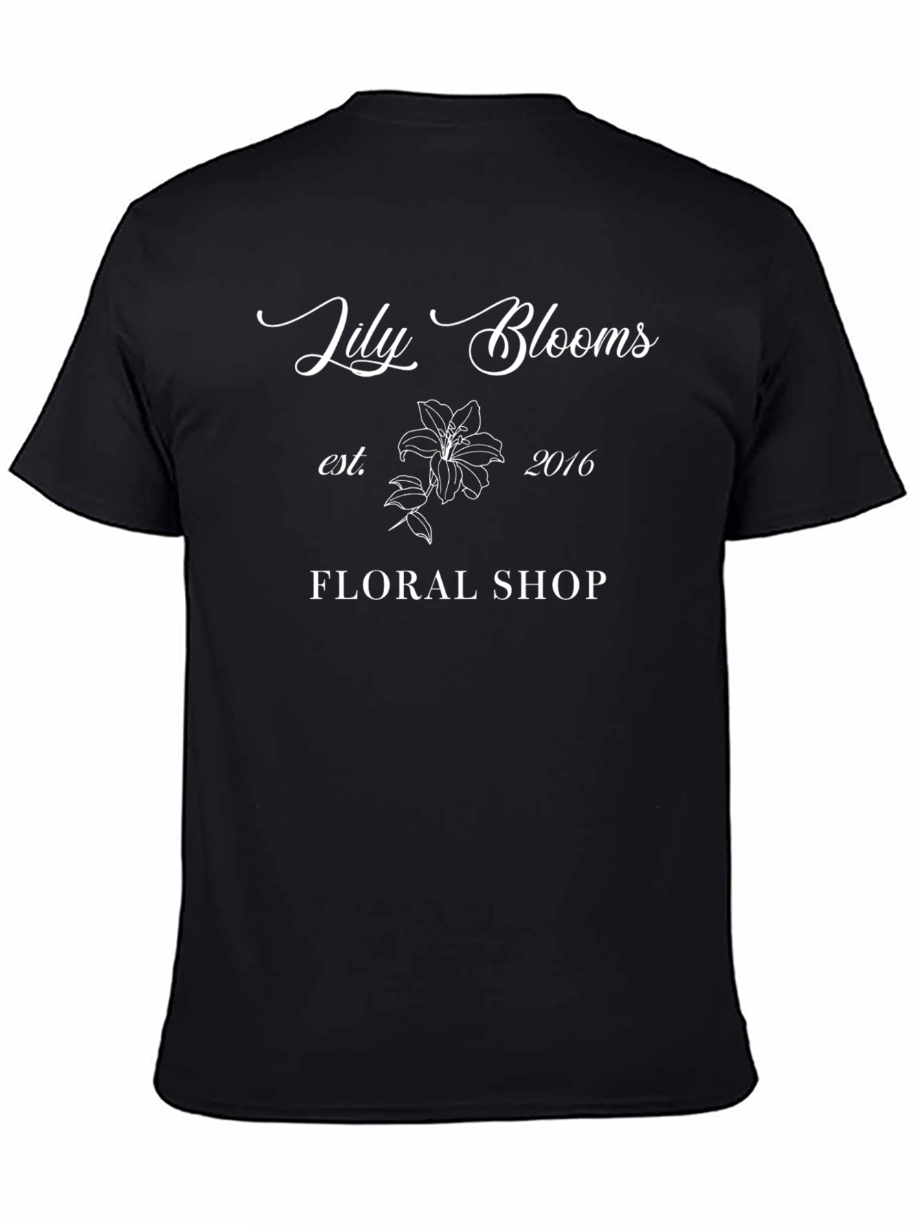 Lily Blooms Floral Shop Black T-Shirt