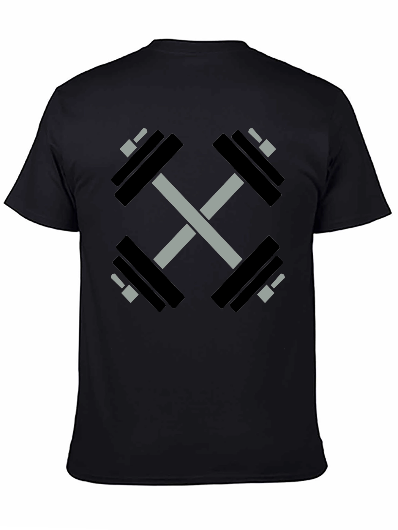 Crossed Dumbbell Graphic Tee - Black Gym Shirt