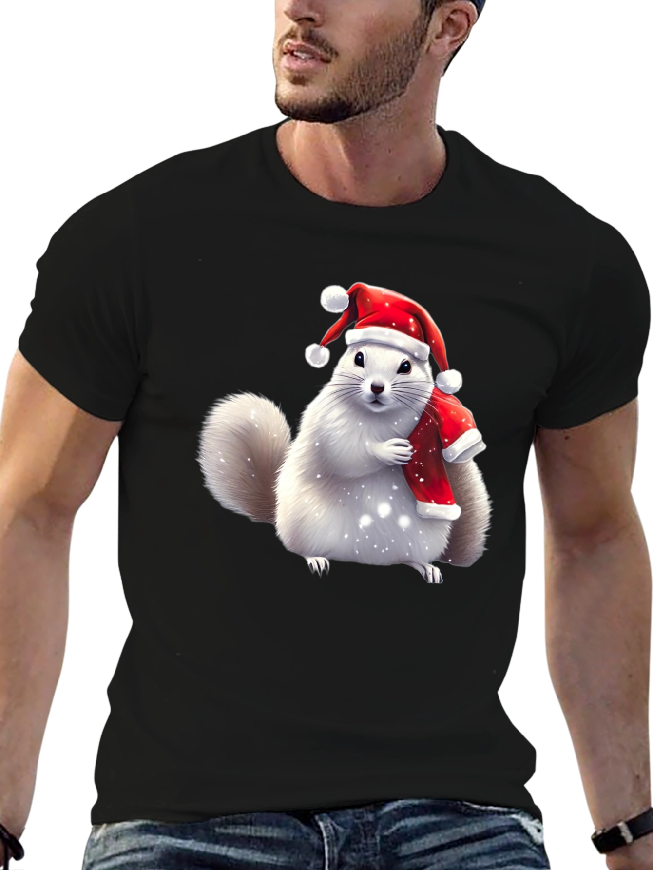 Festive Squirrel Graphic Tee - Holiday Cheer