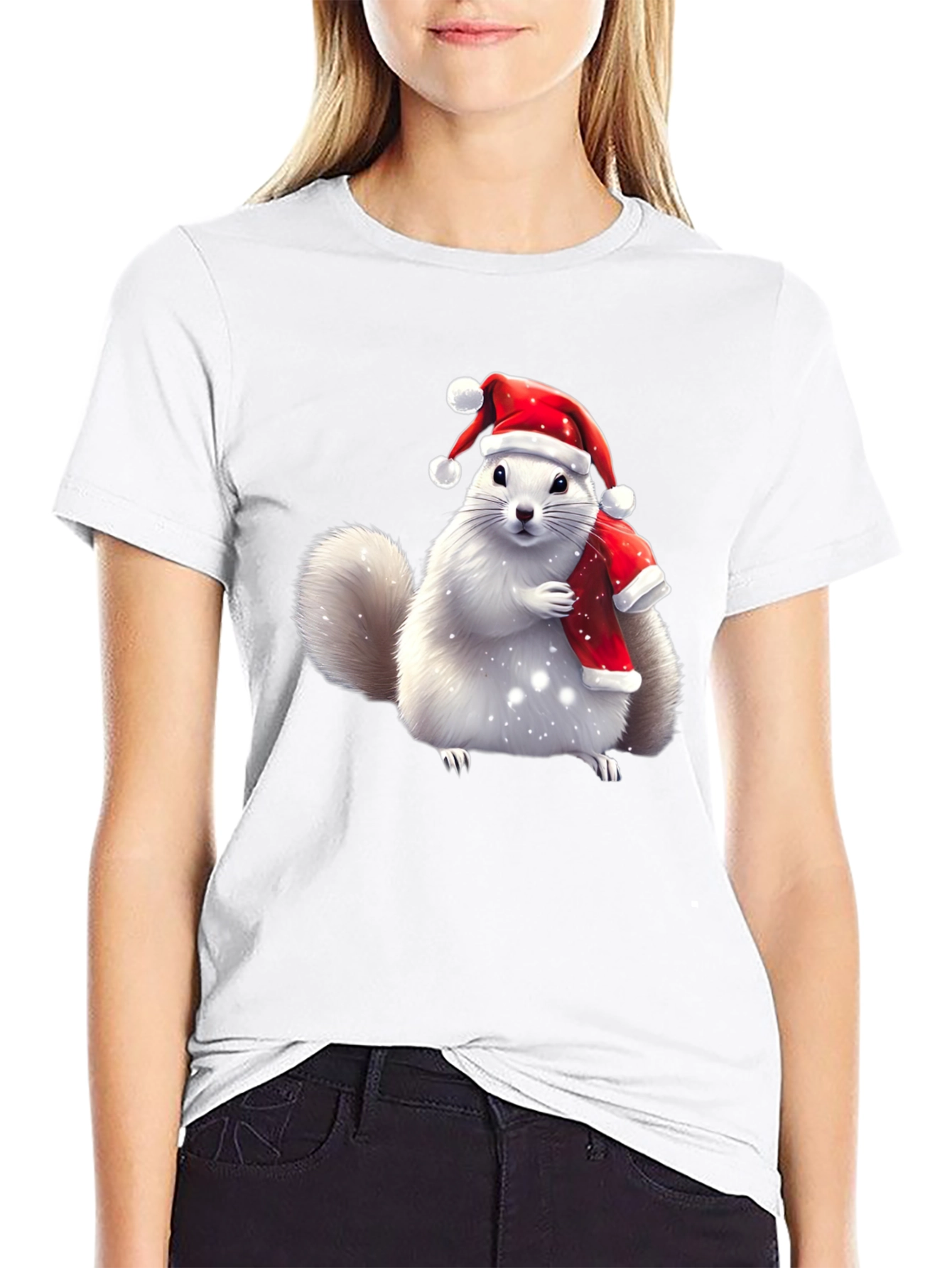 Festive Squirrel Graphic Tee - Holiday Cheer