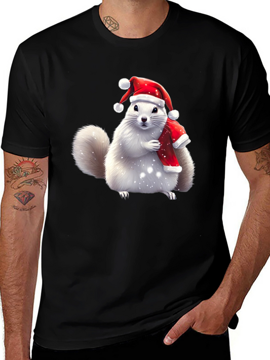 Festive Squirrel Graphic Tee - Holiday Cheer