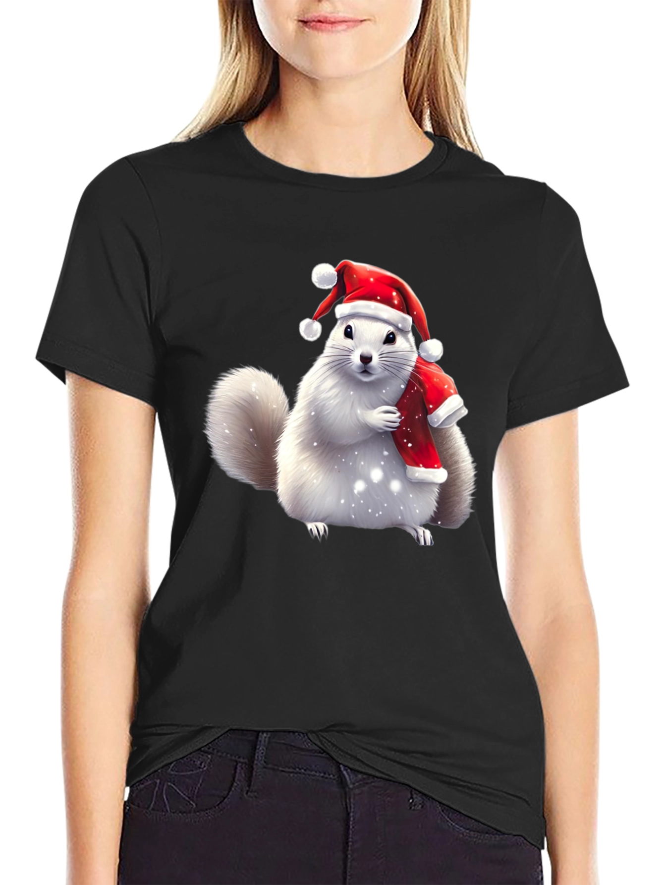 Festive Squirrel Graphic Tee - Holiday Cheer