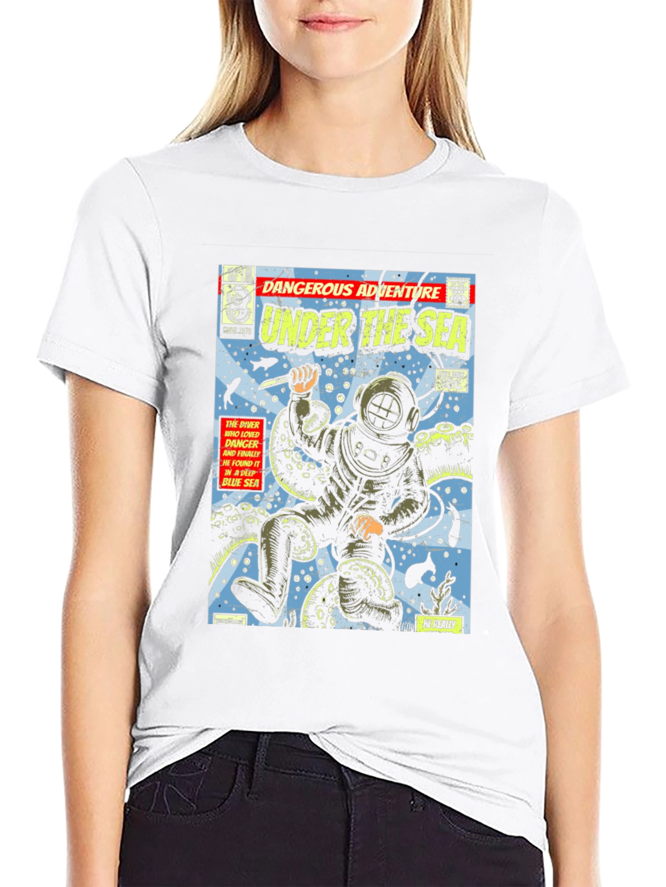 Retro Comic Book Under The Sea Graphic Tee