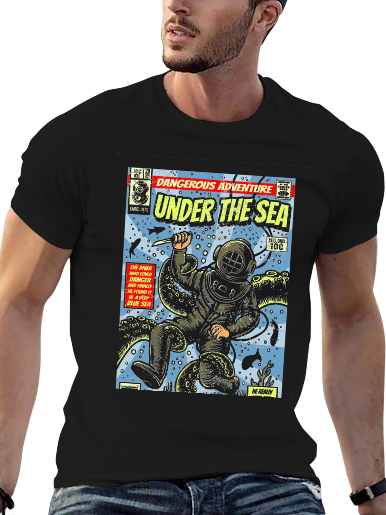 Retro Comic Book Under The Sea Graphic Tee