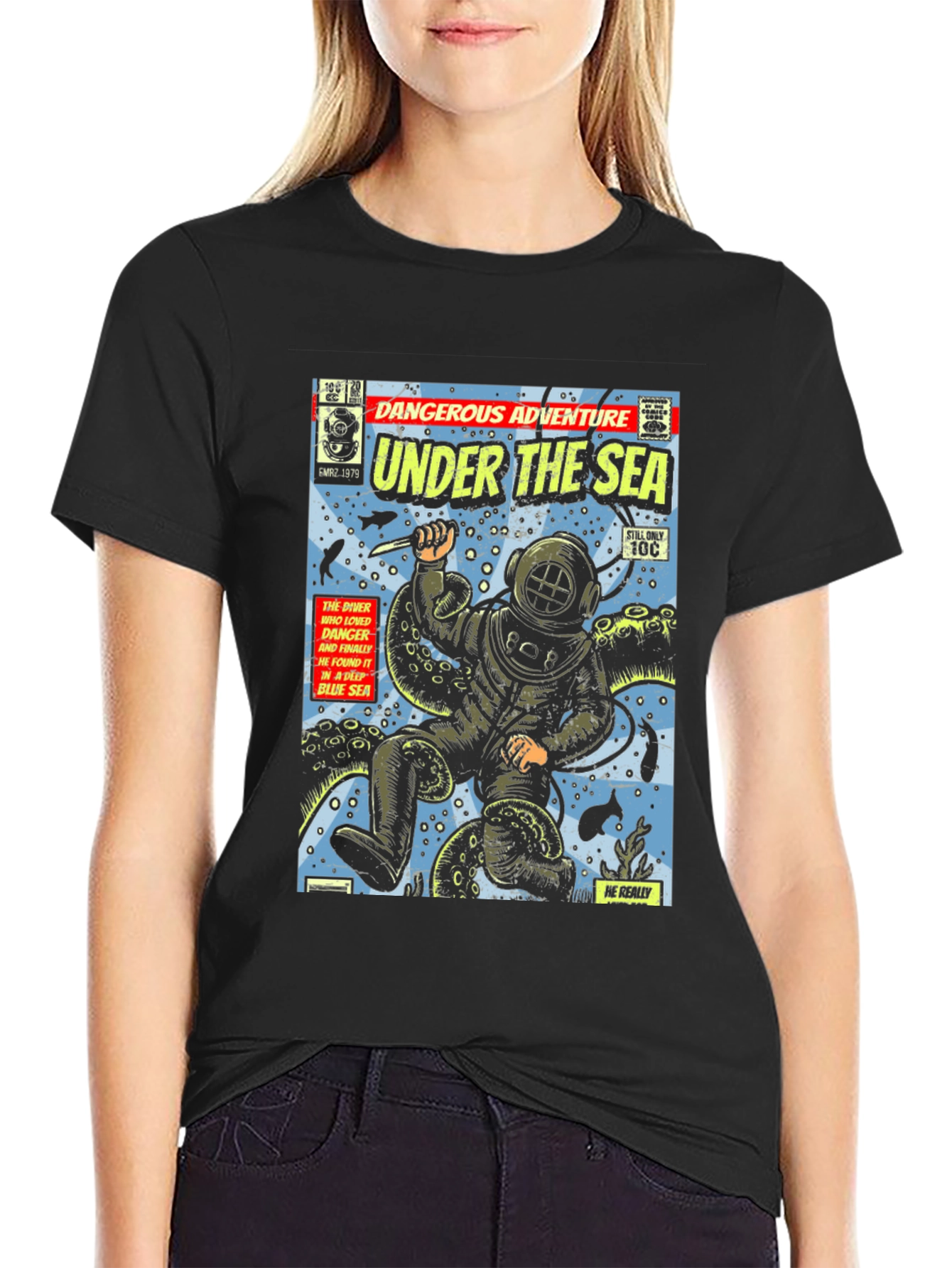 Retro Comic Book Under The Sea Graphic Tee