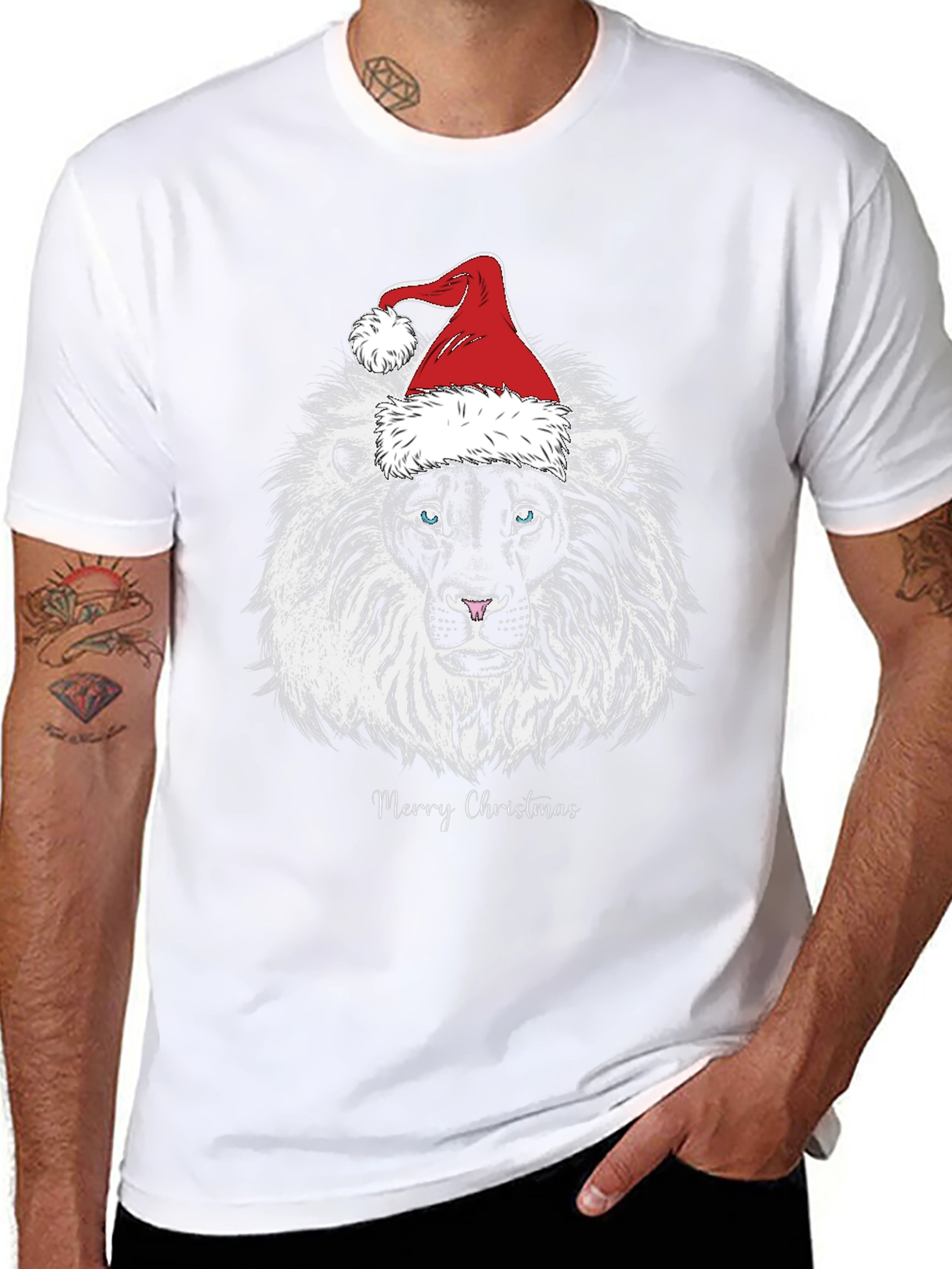 Lion Merry Christmas Graphic T-Shirt
