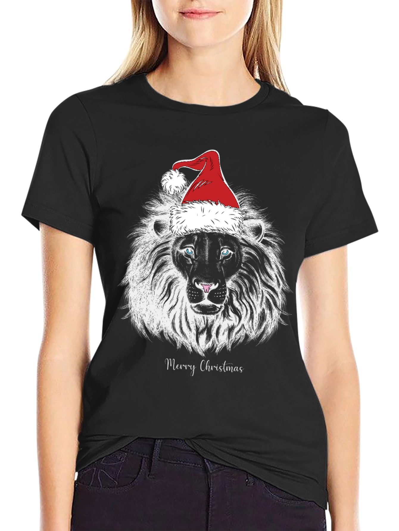 Lion Merry Christmas Graphic T-Shirt