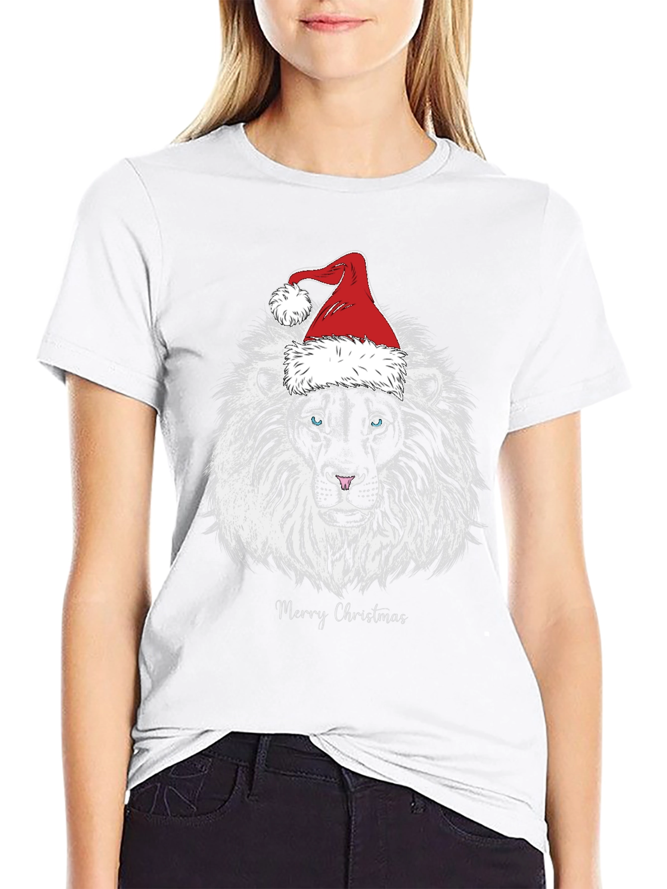 Lion Merry Christmas Graphic T-Shirt