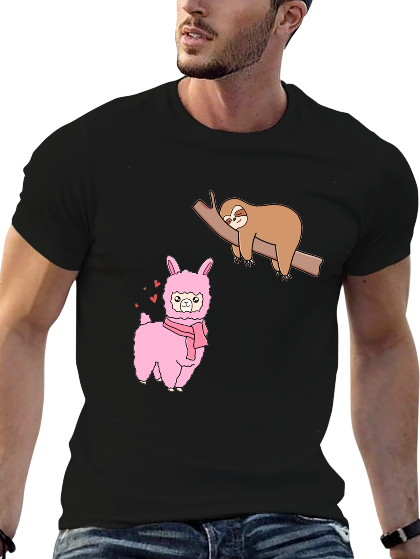 Sloth & Llama Graphic Tee - Black